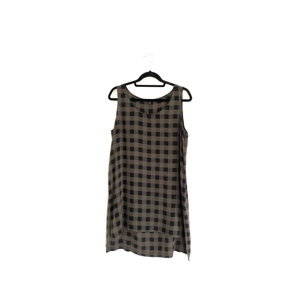 Eileen Fisher Silk Check Short Slip Dress Large